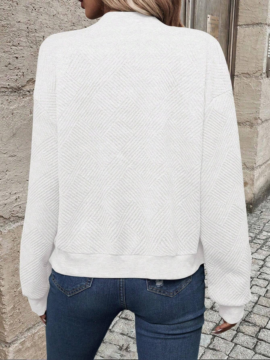 Women's textured heather gray bomber jacket with zip fastening