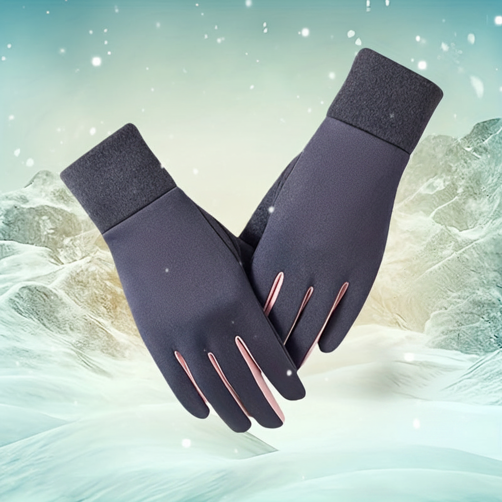 Gants chauds tactiles noirs et gris pour l'hiver, coupe-vent
