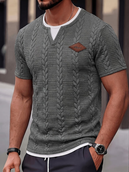 Herren-T-Shirt mit Rundhalsausschnitt, gedrehtes Design, lässig für Freizeit und Ausflüge  