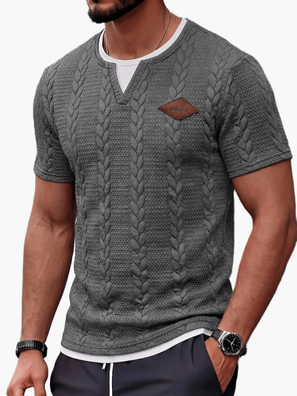 Herren-T-Shirt mit Rundhalsausschnitt, gedrehtes Design, lässig für Freizeit und Ausflüge  