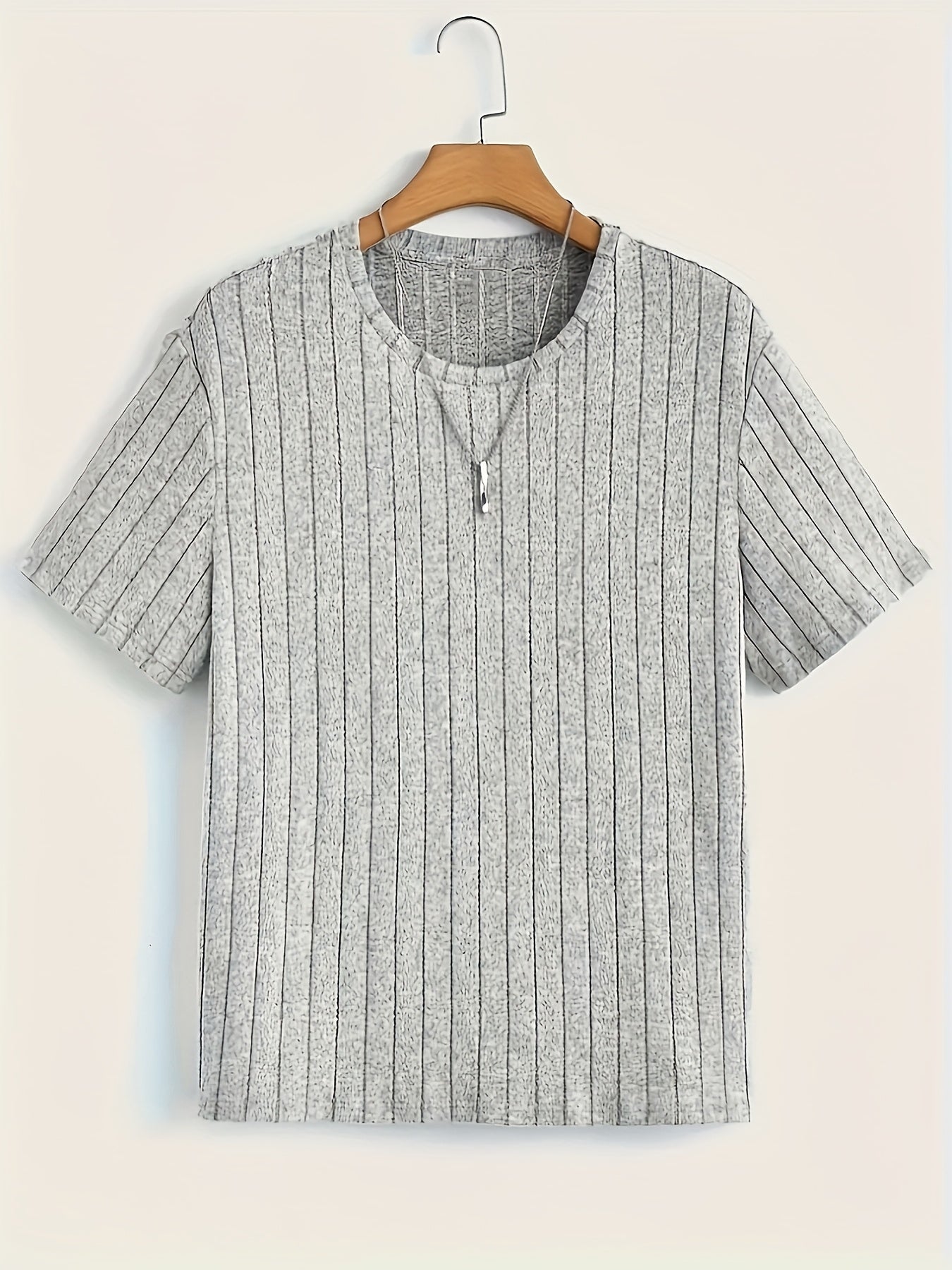 T-shirt à manches courtes pour homme style moderne à rayures texturées – Casual chic et polyvalent