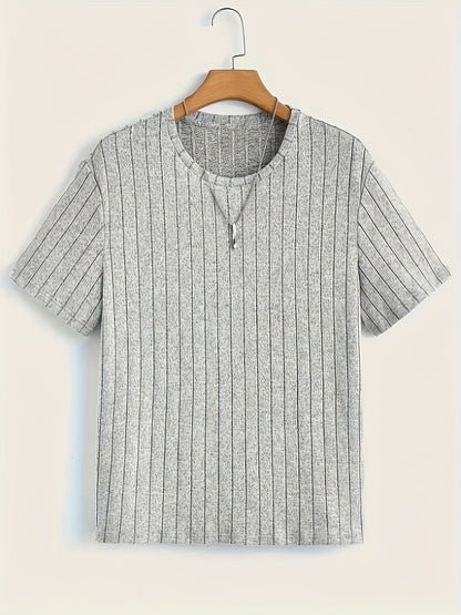 T-shirt à manches courtes pour homme style moderne à rayures texturées – Casual chic et polyvalent