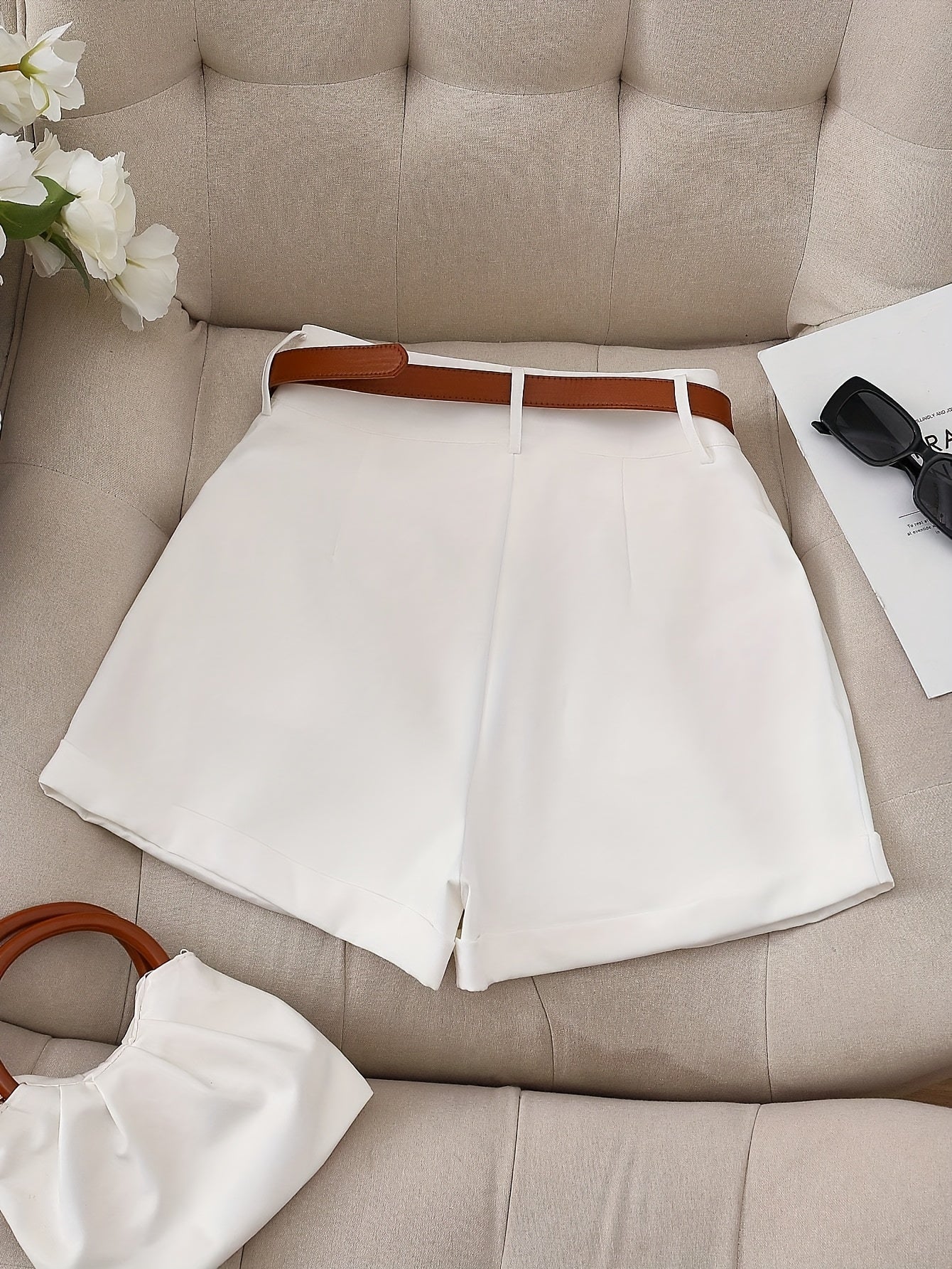 Short élégant pour femme avec ceinture – Style chic et polyvalent pour été