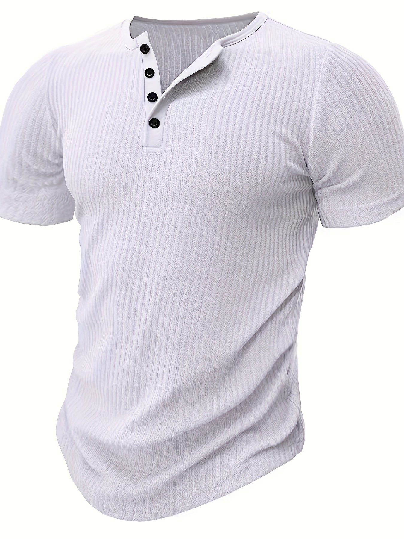 T-shirt henley à rayures décontracté pour homme – Idéal pour l'été et les loisirs
