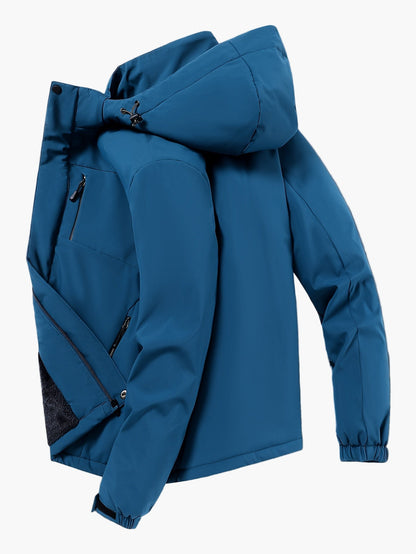 Vandtæt herre regnjakke med hætte – Sporty og urban stil, ideel til udendørs brug
