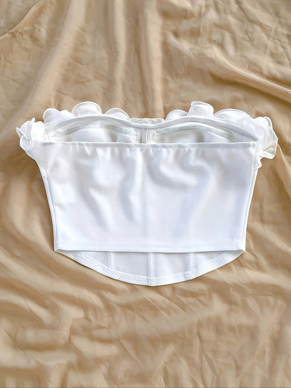 Elegancki gorset z falbanami dla kobiet, styl wieczorowy wiosna/lato