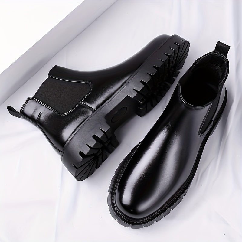 Bottes Chelsea noires à semelle crantée basses pour homme, style bottines classiques