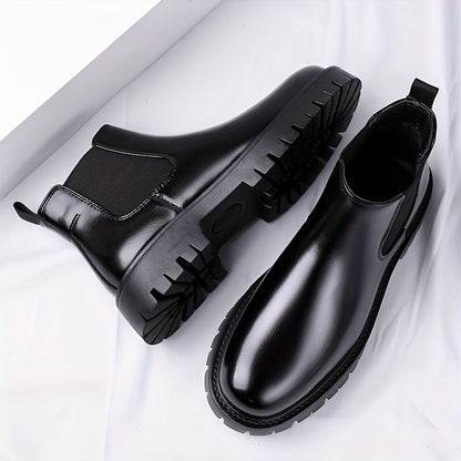 Bottes Chelsea noires à semelle crantée basses pour homme, style bottines classiques