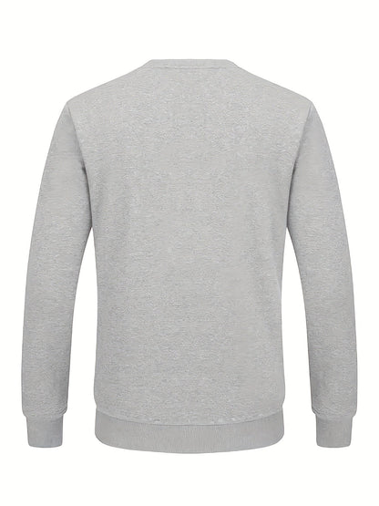 Sweat-shirt homme chaud col rond doublé molletonné avec motif montagne