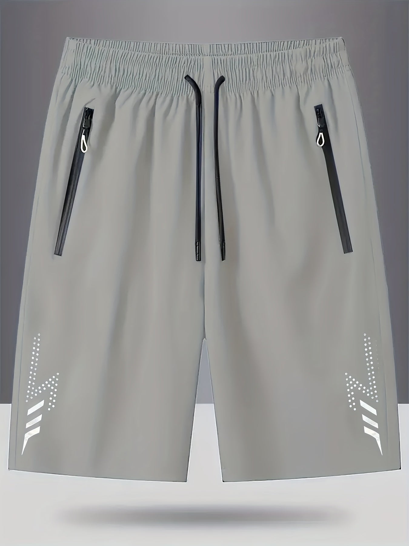 Short de sport décontracté pour homme avec poches zippées et motif géométrique