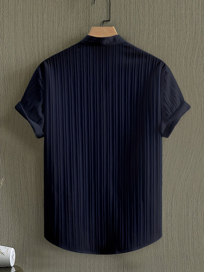 Camicia casual con colletto alla coreana da uomo stile moderno e estivo