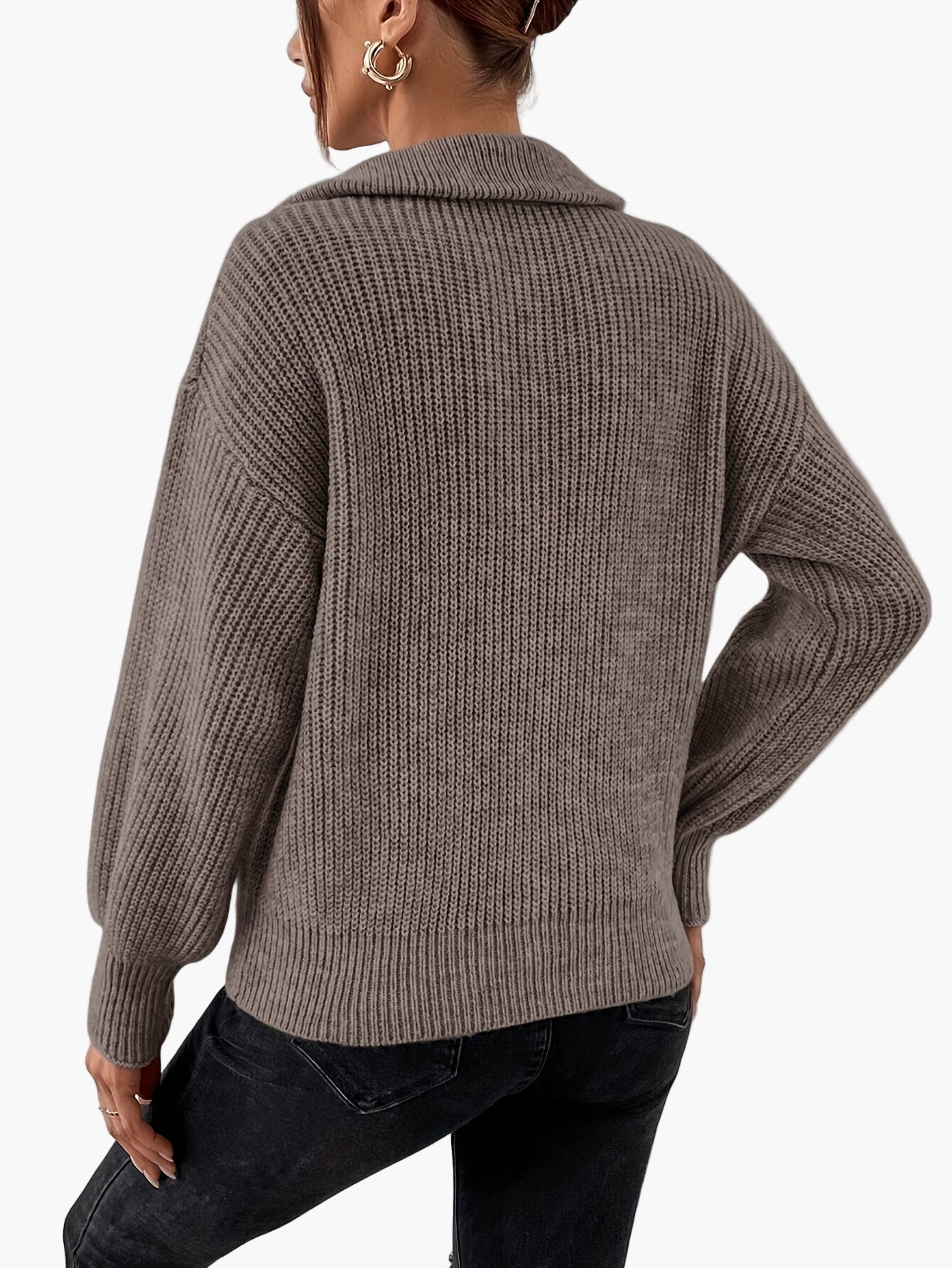 Dame lynlåspullover med høj krave i elegant stil til et trendy hverdagslook