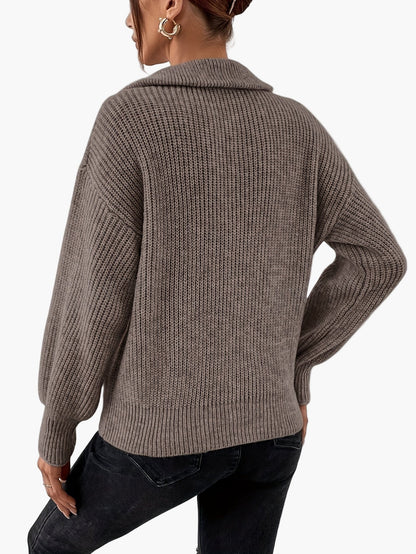 Dame lynlåspullover med høj krave i elegant stil til et trendy hverdagslook