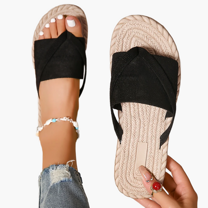 Avslappnade slip-on sandaler för kvinnor i preppy stil för sommaren