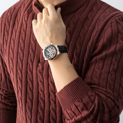 Pull à Col Montant Zippé Homme Style Casual Motif Torsadé pour Automne Hiver