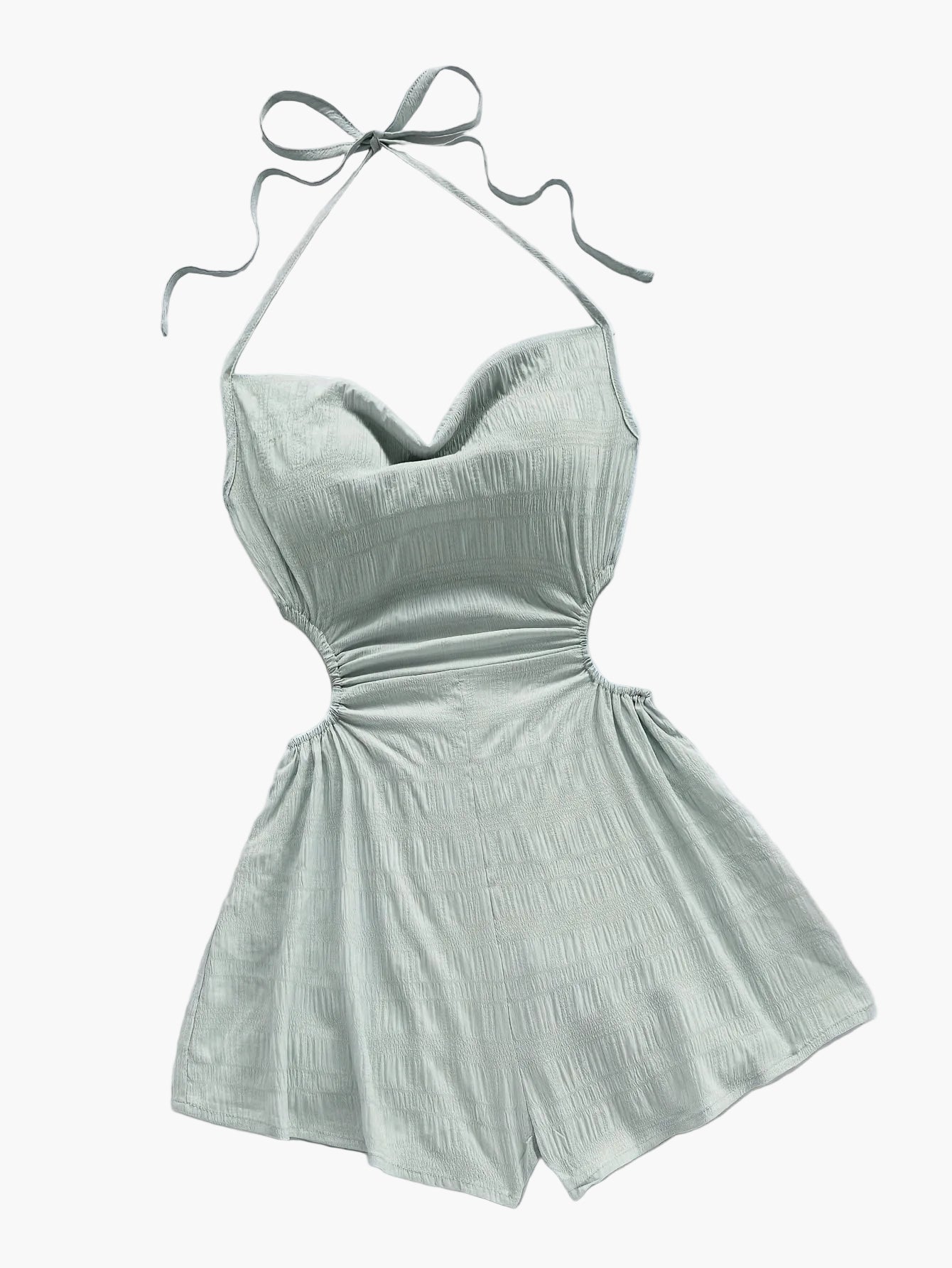 Elegant Women's Romper with Cowl Neck and Open Back – Vacation Style, Modern Fit