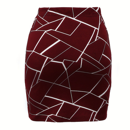 Jupe Femme Motif Géométrique Style Moderne Élégant Pour Bureau et Sorties