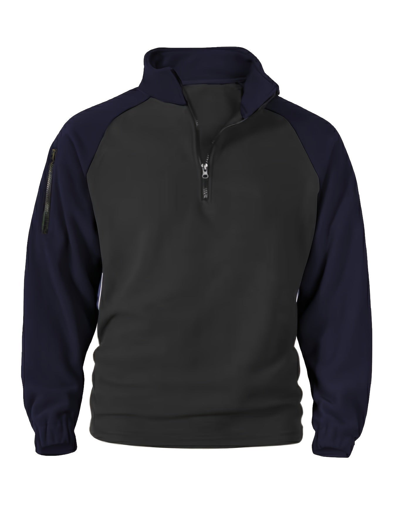Polaire Homme Bicolore Col Montant avec Fermeture Éclair et Manches Raglan
