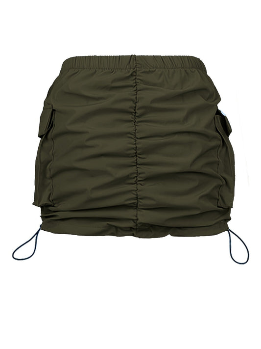 Jupe Mini Cargo Femme Style Urbain avec Fronces et Poches Utilitaires