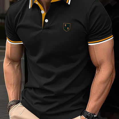 Polo décontracté pour homme style universitaire, col élégant, manches courtes, idéal pour l'été