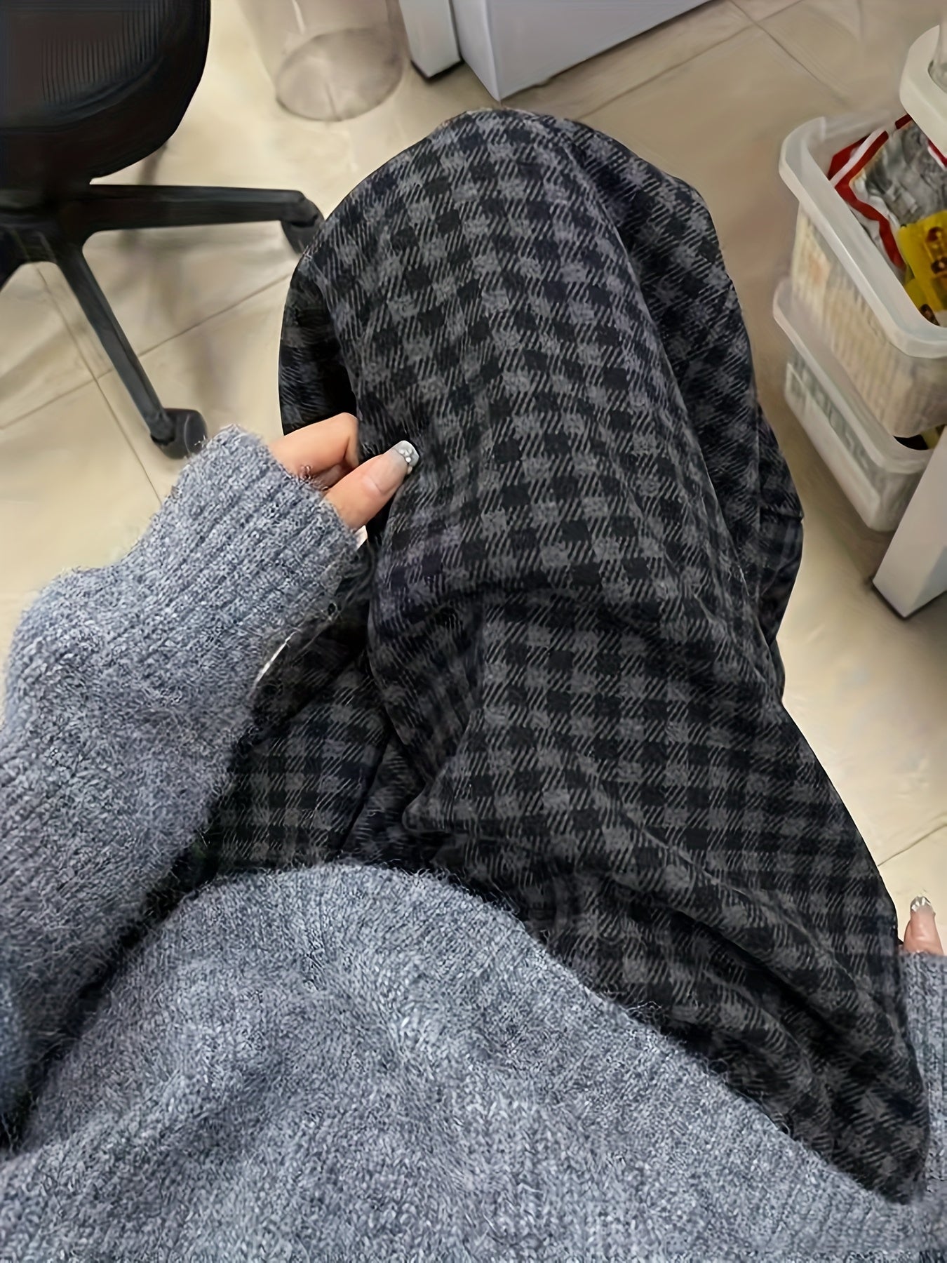 Pantalon large à carreaux Vichy noir et gris avec taille élastique et cordon