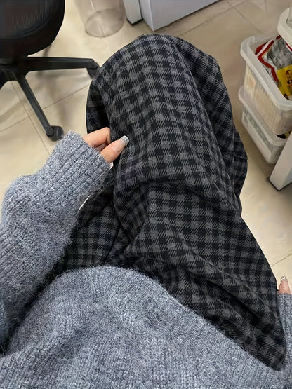 Pantalon large à carreaux Vichy noir et gris avec taille élastique et cordon