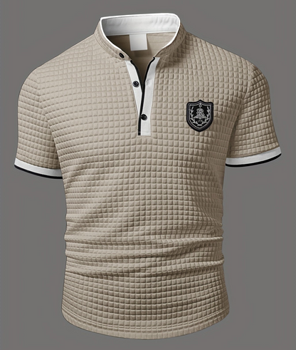 Polo casual para hombre con cuello Henley estilo chic para salidas y uso diario