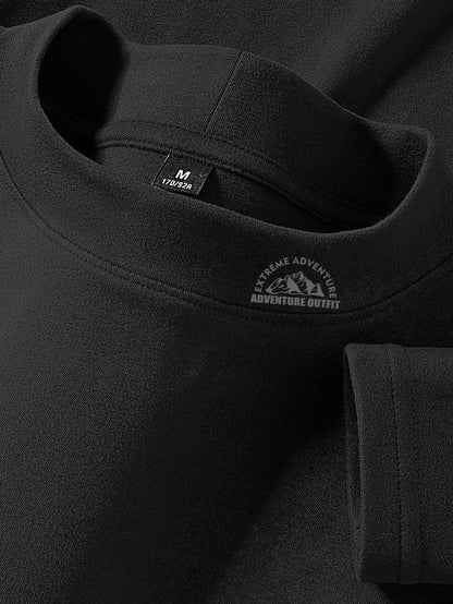 Haut à col montant doux couleur unie manches longues pour homme