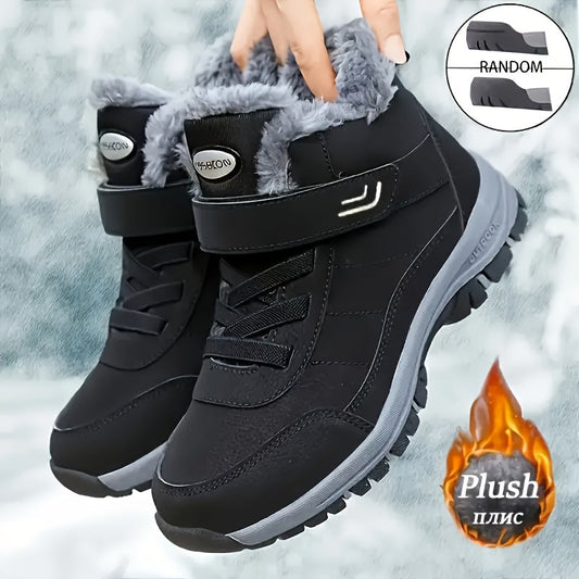 Chaussures montantes fourrées hiver avec semelle antidérapante et fermeture auto-agrippante