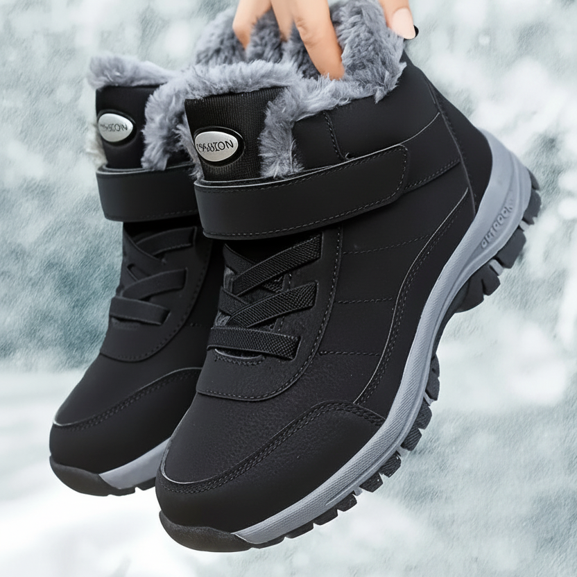 Chaussures montantes fourrées hiver avec semelle antidérapante et fermeture auto-agrippante