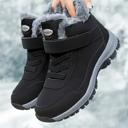 Chaussures montantes fourrées hiver avec semelle antidérapante et fermeture auto-agrippante