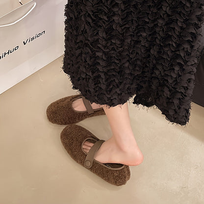 Ballerines Mary Jane douces pour femme, couleur unie, style confortable