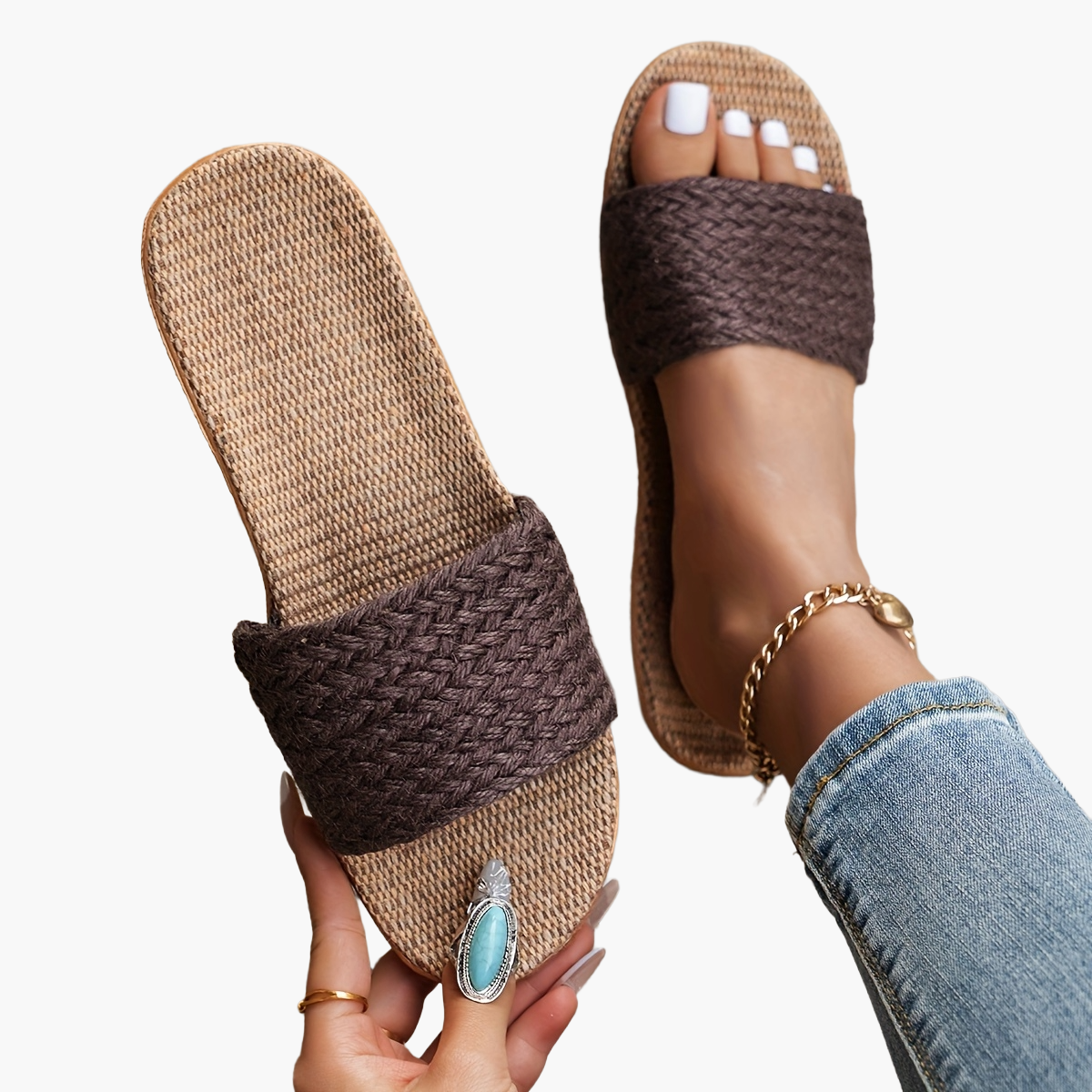 Avslappnade slip-on-sandaler för kvinnor i sommarstil