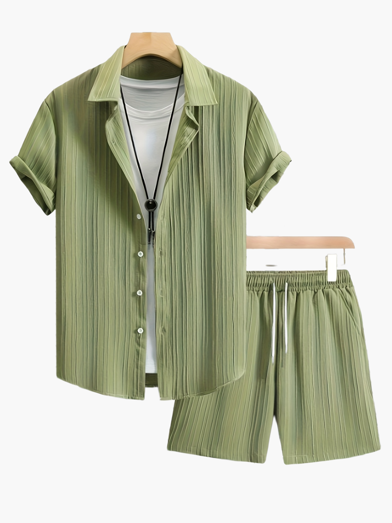 Ensemble Chemise et Short Décontracté Homme Style Plissé - Look Estival Chic et Moderne