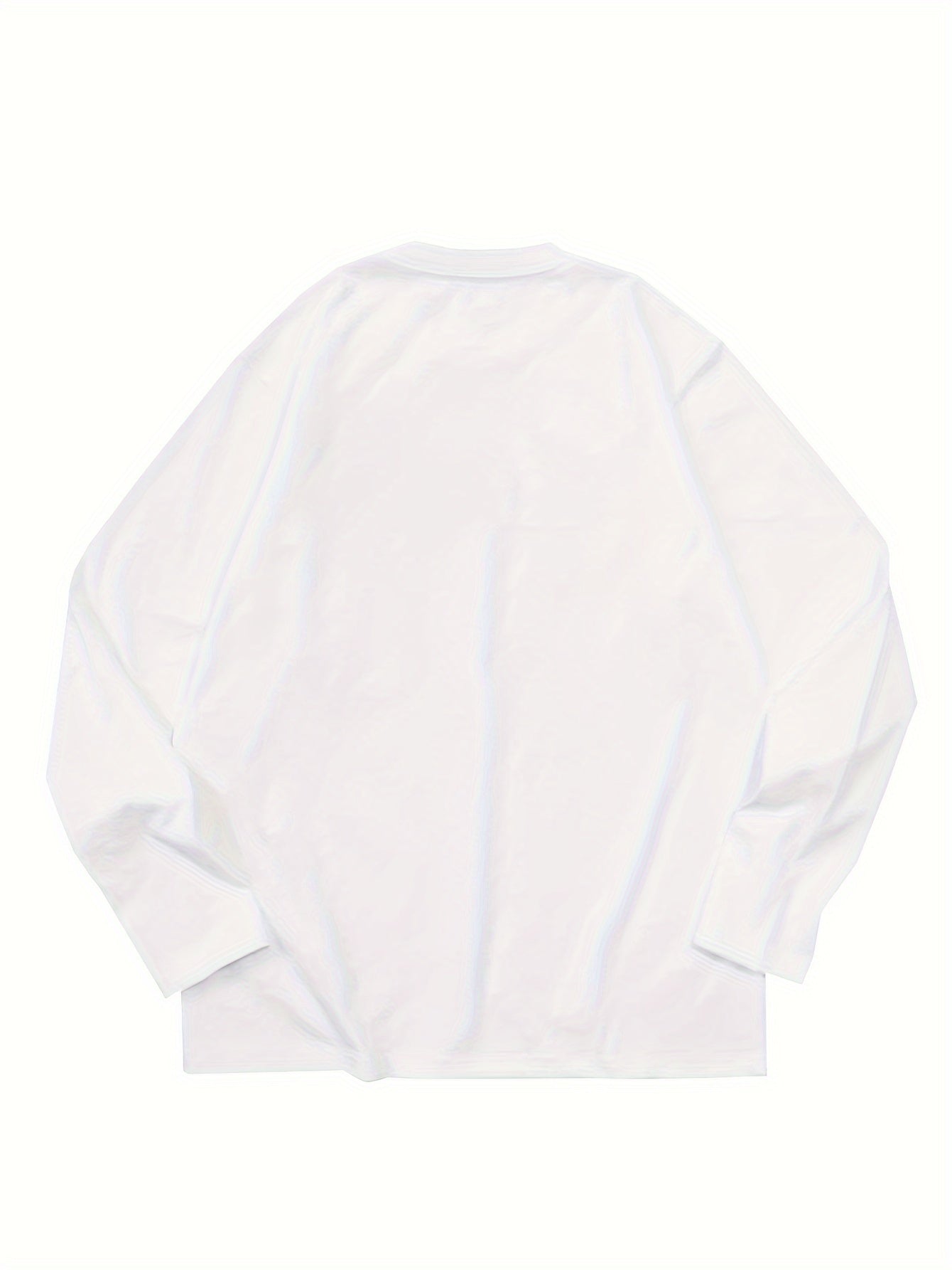 T-shirt Homme Manches Longues Uni Col Rond Ample Noir ou Blanc