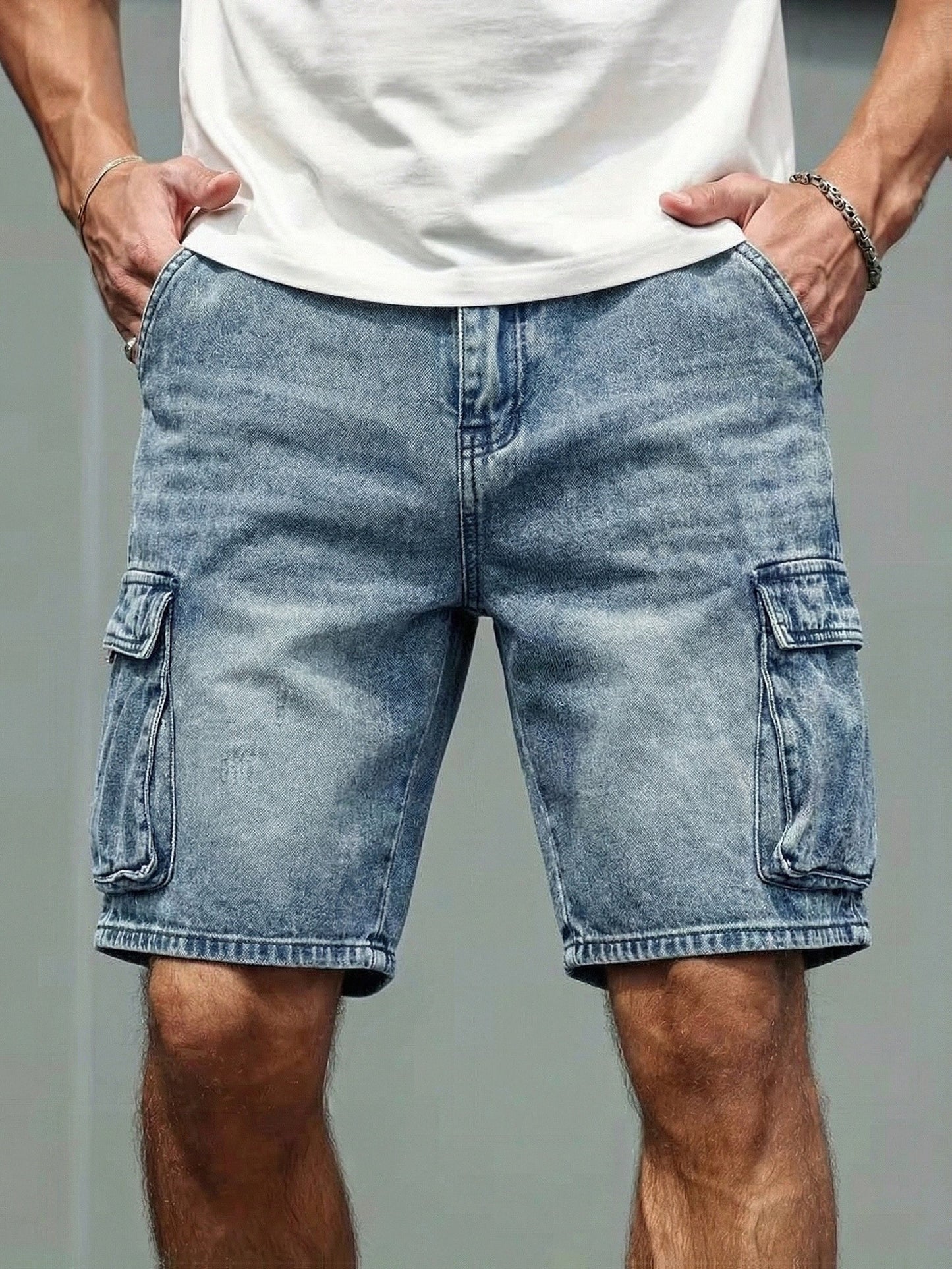 Lässige Cargo-Shorts für Herren im Basic-Stil mit Seitentaschen