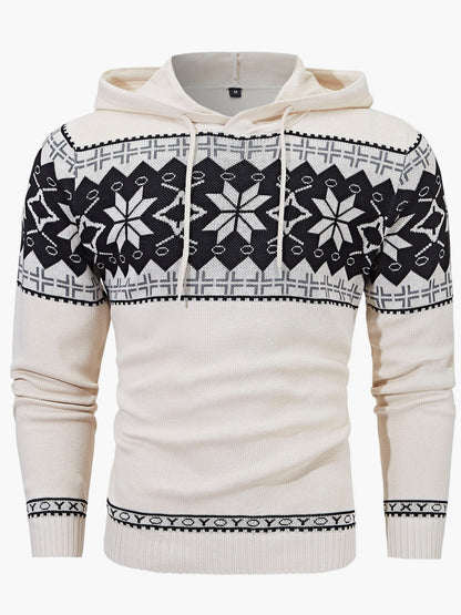 Sudadera con capucha de Navidad con motivo nórdico para hombre, estilo casual otoño/invierno