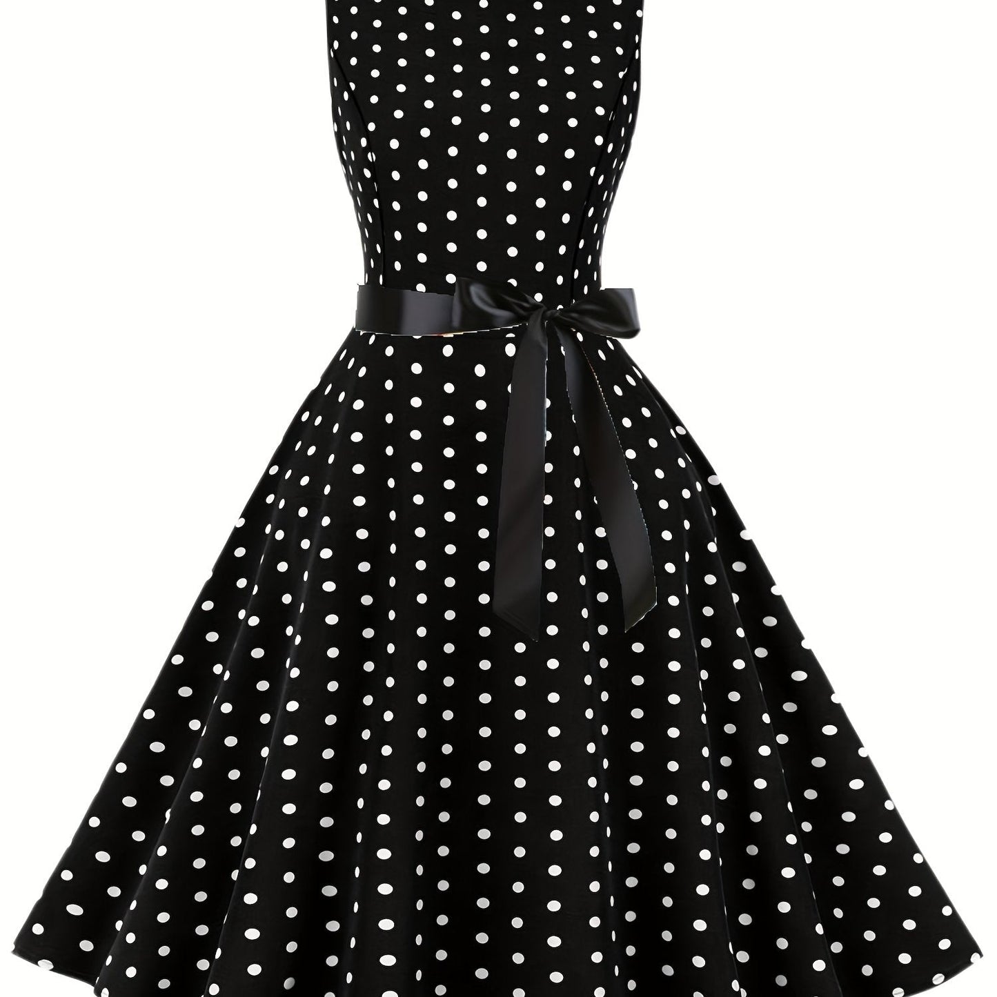 Vestido vintage sin mangas con lunares para mujer, estilo retro acampanado, ideal para el verano y ocasiones especiales