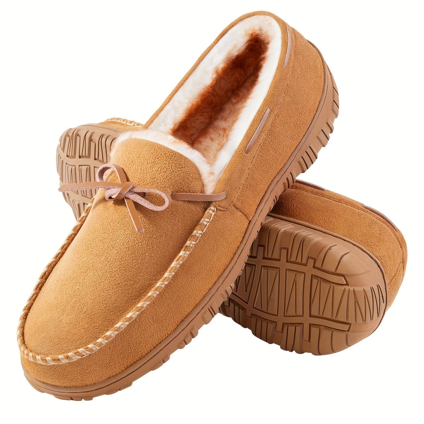 Chausson Mocassin Homme Doublé Façon Fourrure Noir Marron Beige