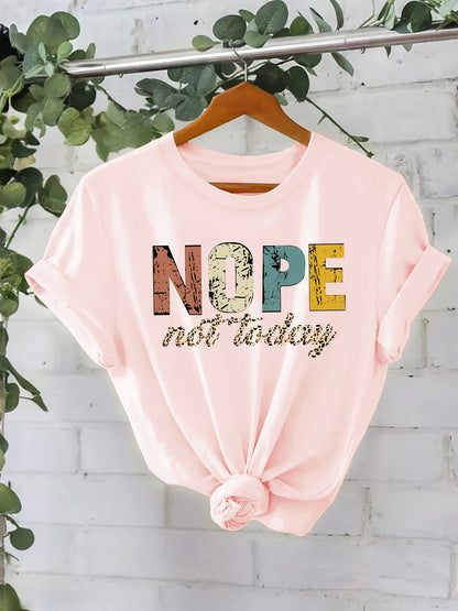 T-shirt graphique décontracté femme slogan humoristique "NOPE not today" style relax