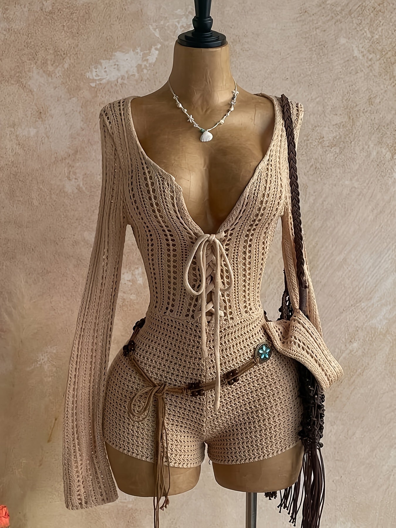 Combinaison Bohème Femme Décolleté Plongeant Style Plage Chic