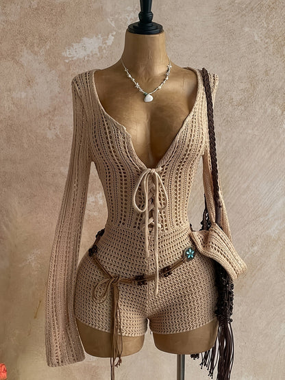 Combinaison Bohème Femme Décolleté Plongeant Style Plage Chic