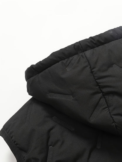 Gilet sans manches homme noir à capuche doublure polaire chaude matelassé