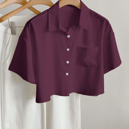 Camicia casual donna maniche corte stile moderno con orlo corto