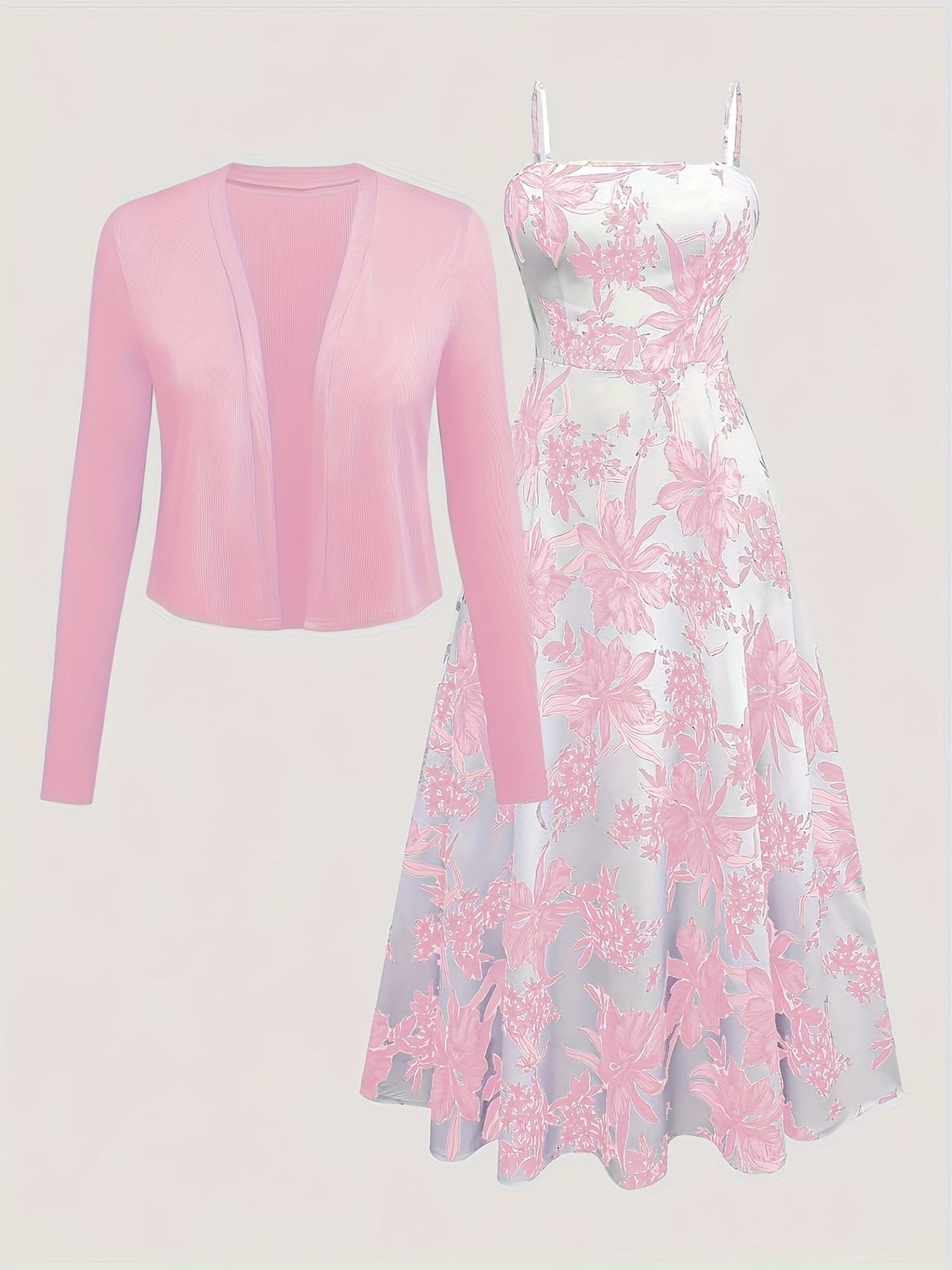 Robe Fleurie et Gilet Léger pour Femme Style Élégant et Décontracté