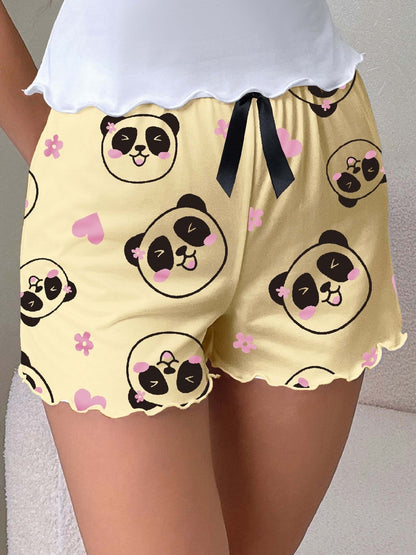 Short de pyjama décontracté pour femme avec motif panda kawaii, idéal pour la nuit et la détente