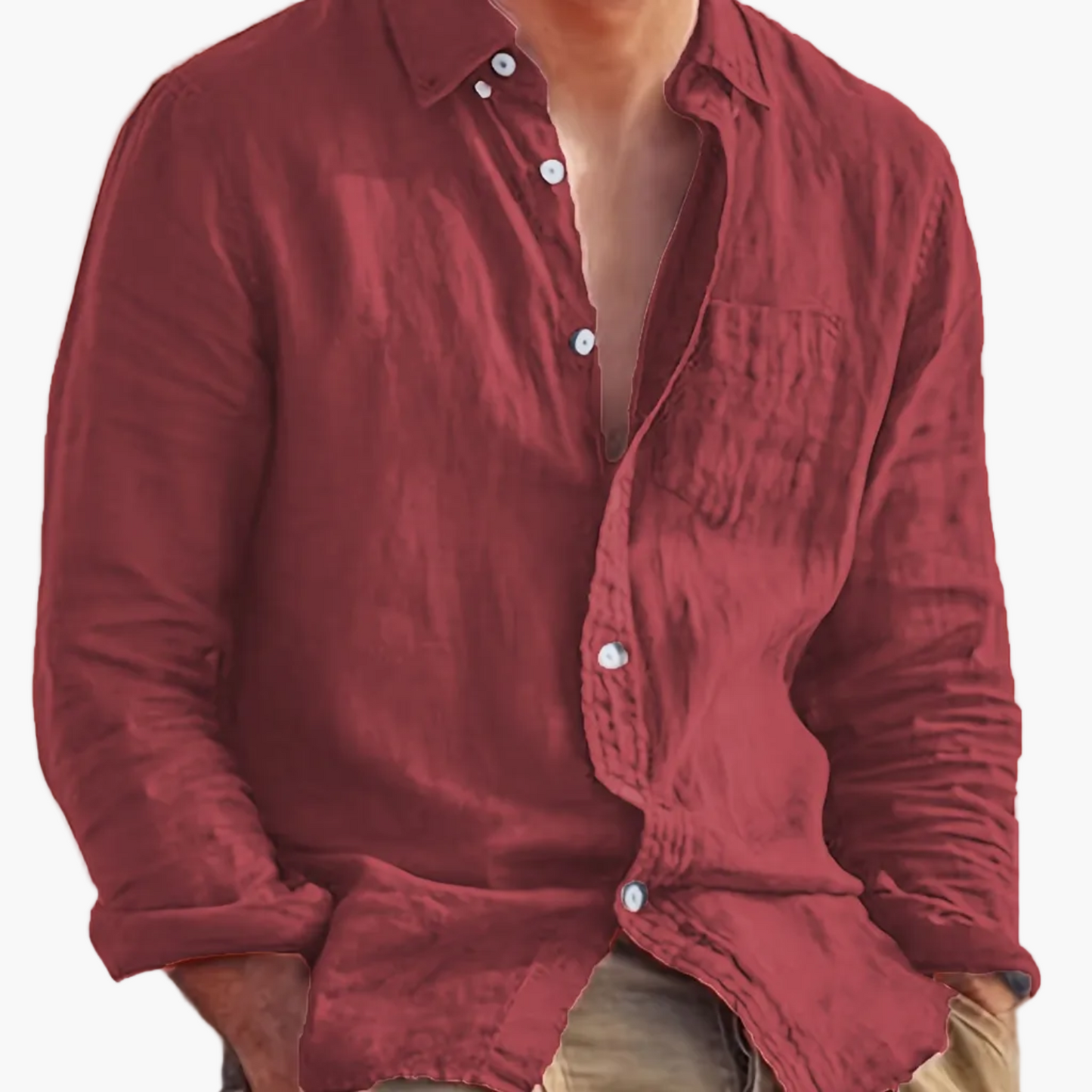 Chemise décontractée pour homme à manches longues style plage – Idéale pour sorties et vacances