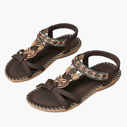 Boheme-sandaler til kvinder med pynt og ankelrem – afslappet chic stil
