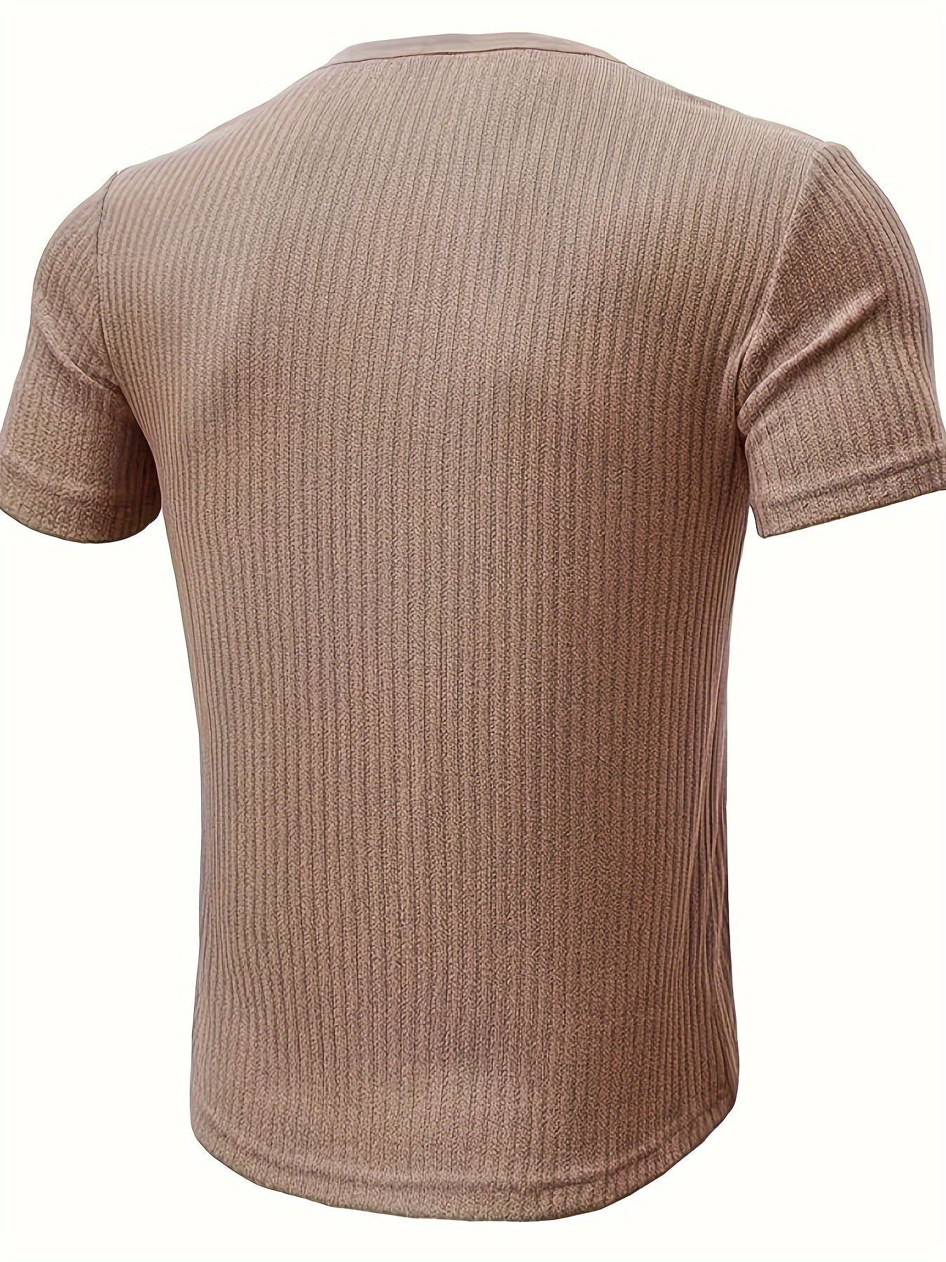 T-shirt Décontracté à Manches Courtes pour Homme Style Henley Boutonné Rayé
