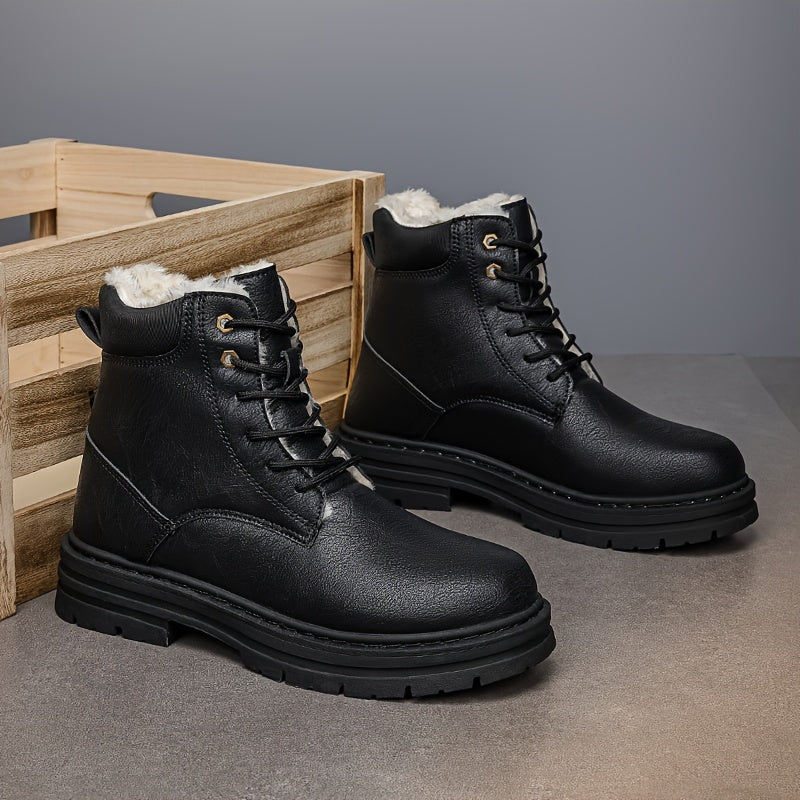 Bottes montantes homme fourrées chaudes à lacets, plusieurs coloris disponibles